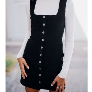 Urban Outfitters Black Corduroy Button Up Mini Dress